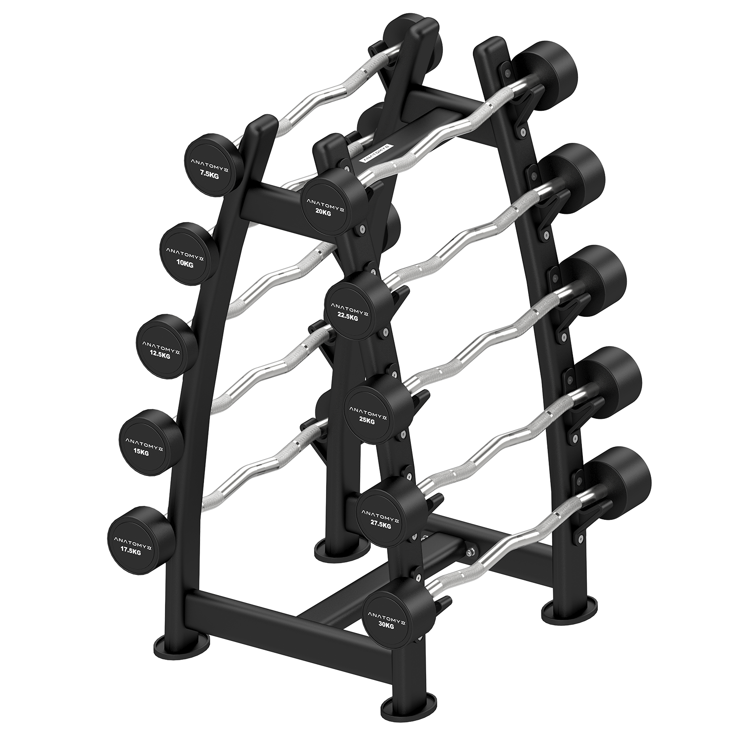 Anatomy Fitness Fixed Curl Barbell Set with Rack 7.5kg - 30kg