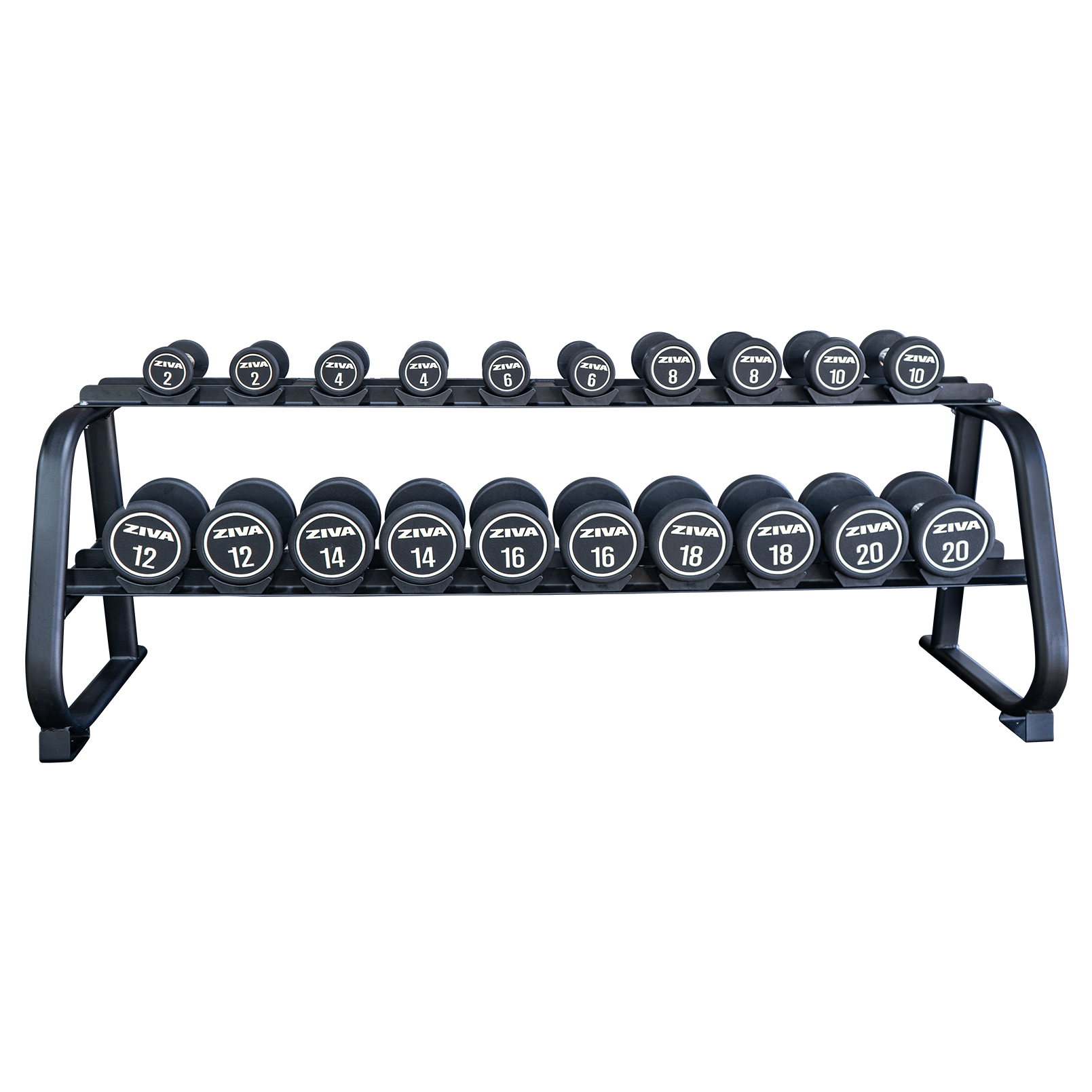 Ziva XP Urethane Dumbbell Set 2-20kg with 2-Tier Rack (Showroom piece)