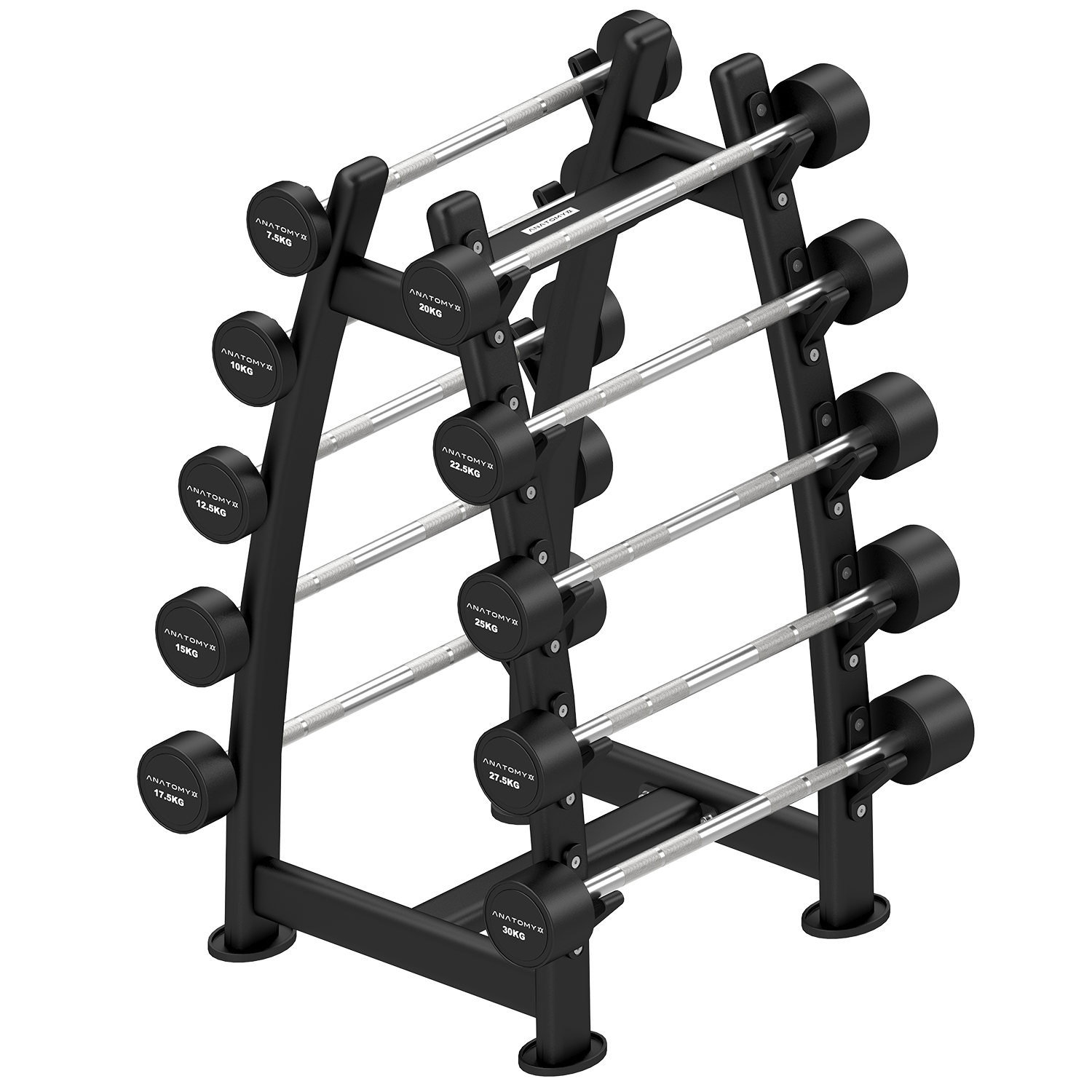 Anatomy Fitness Fixed Straight Barbell Set with Rack 7.5kg - 30kg