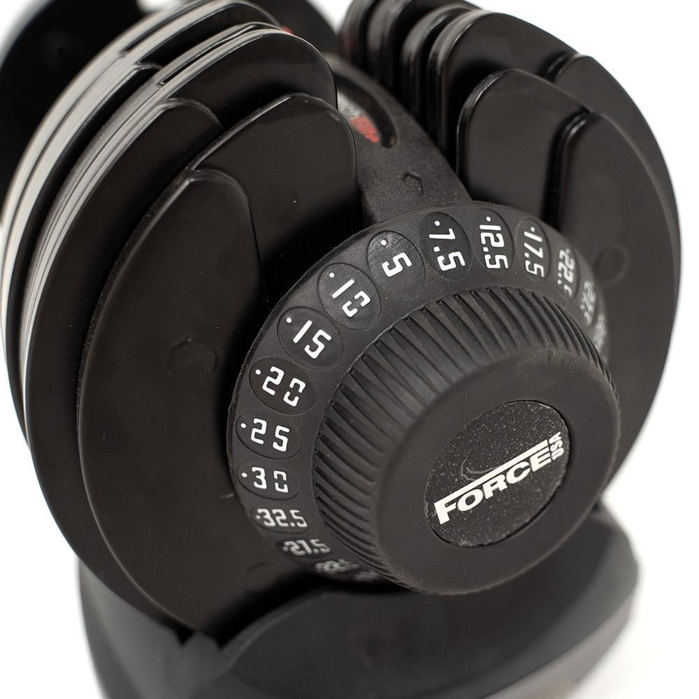 FORCE USA DialTech Elite 32.5kg Adjustable Dumbbell pair with stand