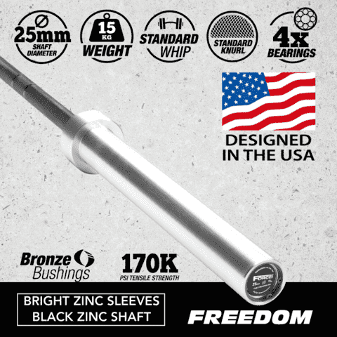 FORCE USA - THE FREEDOM BARBELL 15KG - Garner Fitness Supplies 