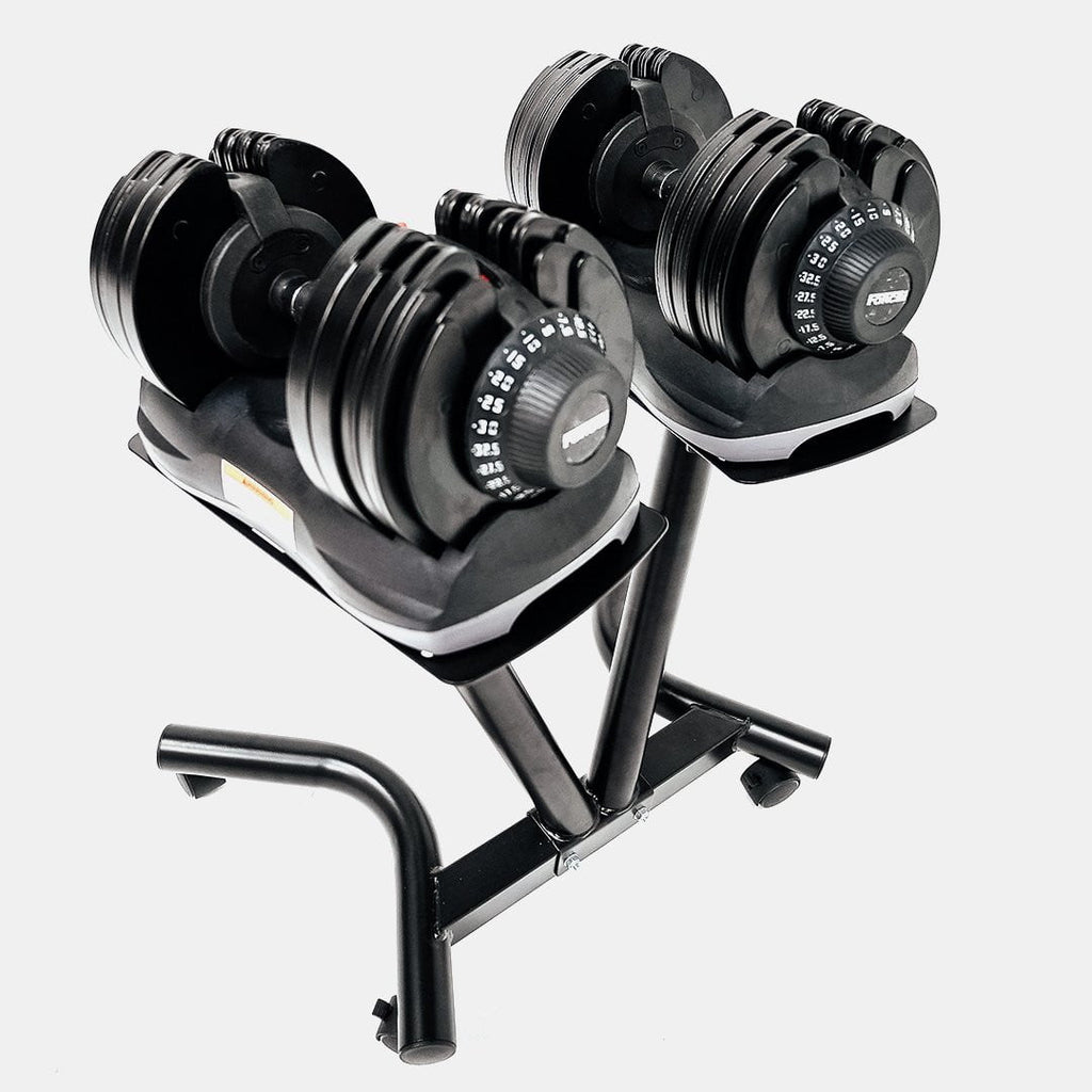 FORCE USA DialTech Elite 32.5kg Adjustable Dumbbell pair with stand ...
