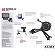 Xebex Fitness Rower 3.0 with Generator +Backlight Console